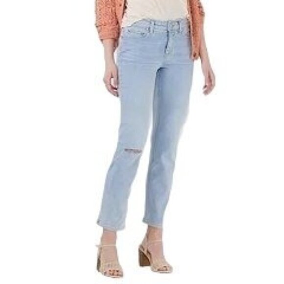 LC Lauren Conrad Womens Mid Rise Distressed Slim Fit Boyfriend Jeans Sz 10 New - Picture 1 of 9